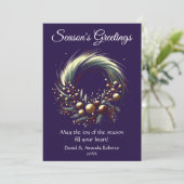 Helder, modern krans, tegen paarse achtergrond feestdagenkaart (Staand voorkant)