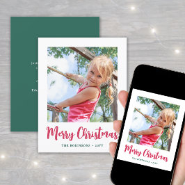 Helder Modern Script Vrolijk Kerstfeest Minimale f Feestdagenkaart