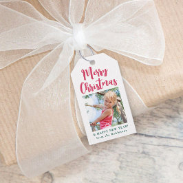 Helder Modern Script Vrolijk Kerstmis Eenvoudige F Cadeaulabel