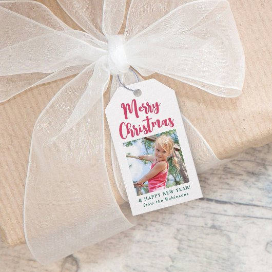 Helder Modern Script Vrolijk Kerstmis Eenvoudige F Cadeaulabel