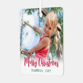 Helder Modern Script Vrolijk Kerstmis Eenvoudige F Metalen Ornament (Voorkant links)