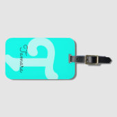 Helder monogram Initiaal Neon Blue Bagagelabel (Voorkant (horizontaal))