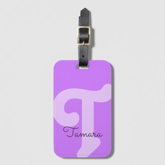 Helder Monogram Initiaal Neon Paarse Bagagelabel (Voorkant (verticaal))