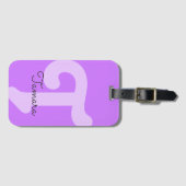 Helder Monogram Initiaal Neon Paarse Bagagelabel (Voorkant (horizontaal))
