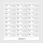 Helder Monogram Retouradres Aangepast Transparant Sticker (Vel)