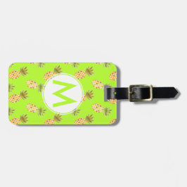 Helder monogram Tropisch geschilderd ananaspatroon Bagagelabel