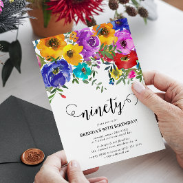 Helder & Mooi Bloemen 90ste Verjaardag Kaart