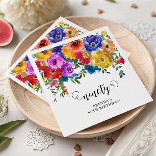 Helder & Mooi Bloemen 90ste Verjaardag Servet
