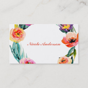 Helder Mooi Bloemengranen Waterverf Stijl Bloemen Visitekaartje