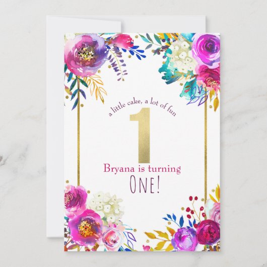 Helder Mooi Kleurrijk Bloemig Modern 1e Verjaardag Kaart (Voorkant)