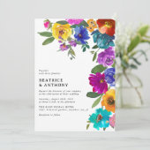 Helder & Mooi Waterverf Bloem Bruiloft Kaart (Staand voorkant)
