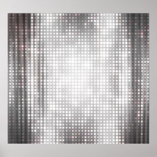 Helder Mozaïek: Glanzend Grijs Abstract. Poster