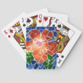 Helder mozaïekrood ventilator pokerkaarten (Achterkant)
