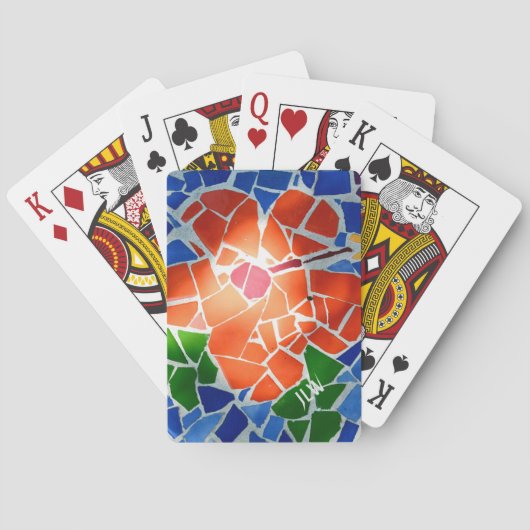 Helder mozaïekrood ventilator pokerkaarten (Achterkant)