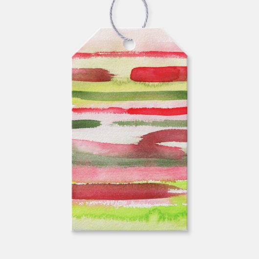Helder Multi Waterverf Spat Kerstmis Cadeaulabel (Voorkant)