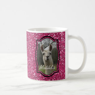 Helder N-mousserende lama in warmroze Koffiemok
