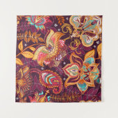 Helder naadloos patroon in paisleystijl. Kleurrijk Wandkleed (Voorkant (horizontaal))