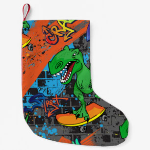 Helder, naadloos patroon met dinosaurus op een sk kleine kerstsok