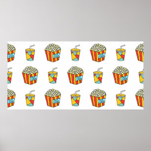 Helder naadloos patroon met voedsel voor het bekij poster