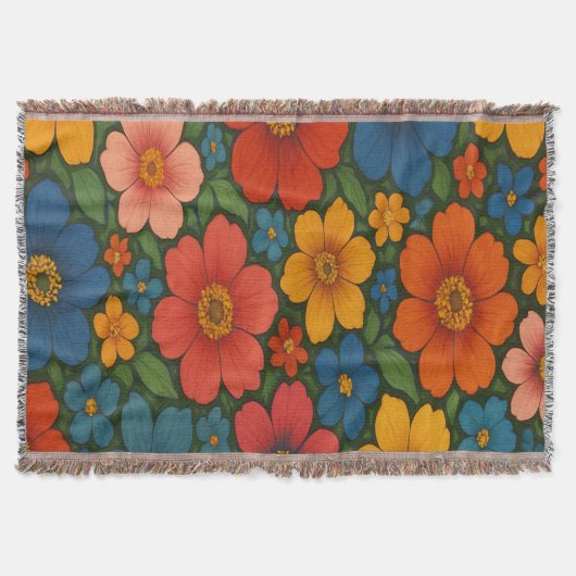 Helder Naadloos Wildflower Patroon Deken (Voorkant)