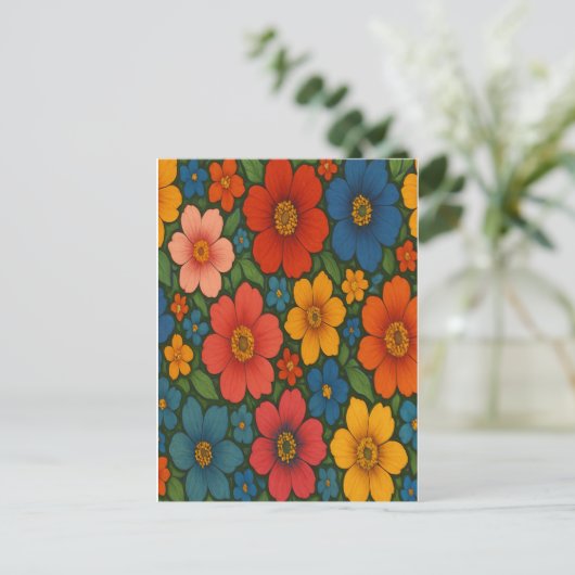 Helder Naadloos Wildflower Patroon Feestdagenkaart (Staand voorkant)