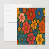 Helder Naadloos Wildflower Patroon Feestdagenkaart (Voorkant / Achterkant)