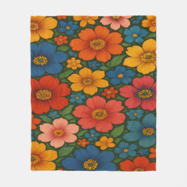 Helder Naadloos Wildflower Patroon Fleece Deken