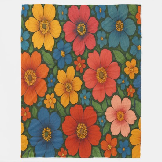 Helder Naadloos Wildflower Patroon Fleece Deken (Voorkant)