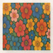 Helder Naadloos Wildflower Patroon Glazen Onderzetter (Voorkant)