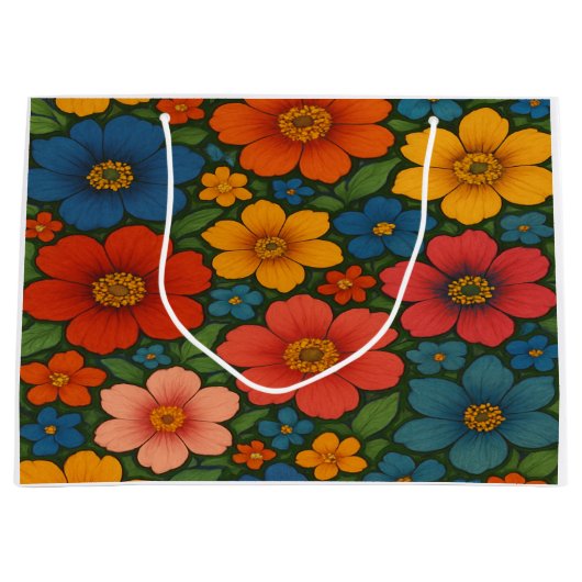 Helder Naadloos Wildflower Patroon Groot Cadeauzakje (Voorkant)