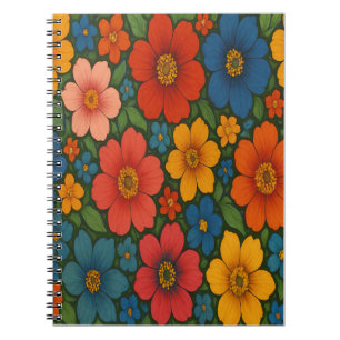 Helder Naadloos Wildflower Patroon Notitieboek