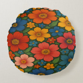 Helder Naadloos Wildflower Patroon Rond Kussen