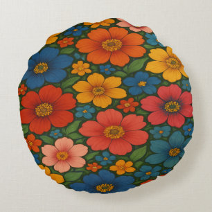 Helder Naadloos Wildflower Patroon Rond Kussen