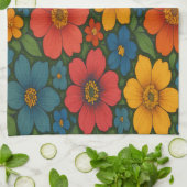 Helder Naadloos Wildflower Patroon Theedoek (Gevouwen)