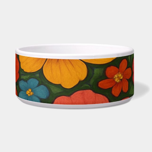 Helder Naadloos Wildflower Patroon Voerbakje (Voorkant)