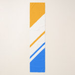 Helder nautisch blauw geel wit racestrepen sjaal<br><div class="desc">Dit moderne,  strakke ontwerp heeft drie witte hoeken met verschillende breedte,  diagonale parallelle racestrepen tegen levendige felblauwe en gele achtergronden.</div>