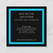 Helder Neon Blue Modern Nail-technicus Salon Vierkante Visitekaartje (Achterkant)