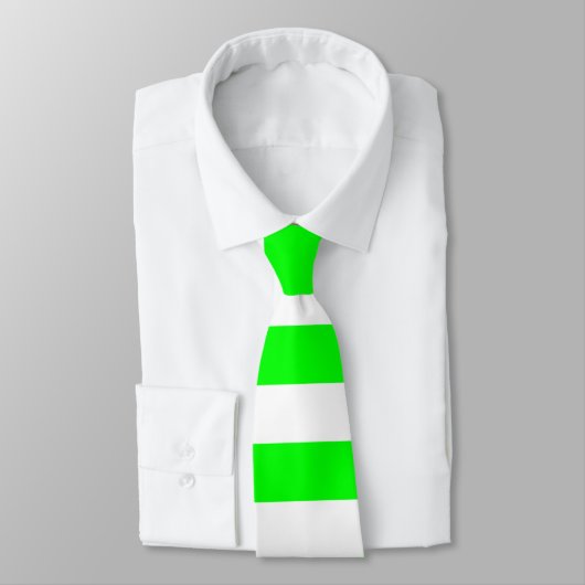 Helder Neon Chartreuse Green en White Stripe Strop Stropdas (Gebonden)