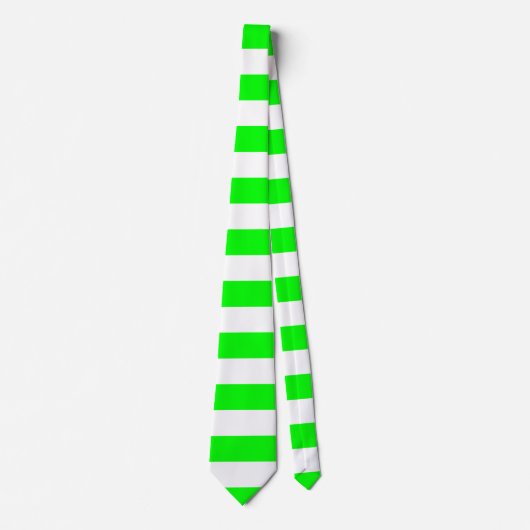 Helder Neon Chartreuse Green en White Stripe Strop Stropdas (Voorkant)