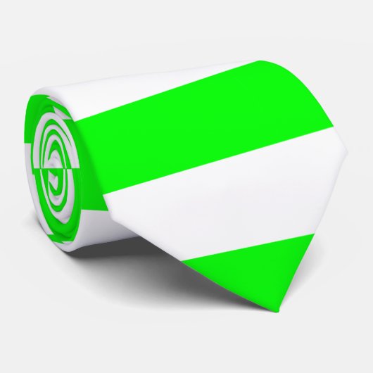 Helder Neon Chartreuse Green en White Stripe Strop Stropdas (Opgerold)