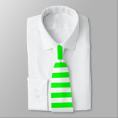 Helder Neon Chartreuse Green en White Stripe Strop Stropdas (Gebonden)