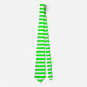 Helder Neon Chartreuse Green en White Stripe Strop Stropdas (Voorkant)