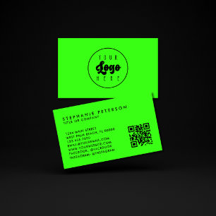 Helder Neon Groen Aangepast Bedrijfslogo QR-code Visitekaartje