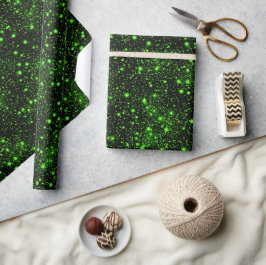 Helder Neon Groen Elektrisch Zwart Glitter Patroon Cadeaupapier