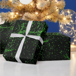 Helder Neon Groen Elektrisch Zwart Glitter Patroon Cadeaupapier