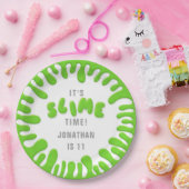 Helder neon groen slijmfeest papieren bordje (Feest)