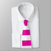 Helder Neon Hot Pink en White Stripe Stropdas (Gebonden)