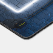 Helder neon lijst op bakstenen muur bureaumat (Hoek)