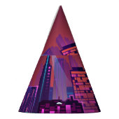 Helder neon nachtelijk stadsbeeld, . feesthoedjes (Links)