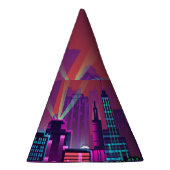 Helder neon nachtelijk stadsbeeld, . feesthoedjes (Rechts)
